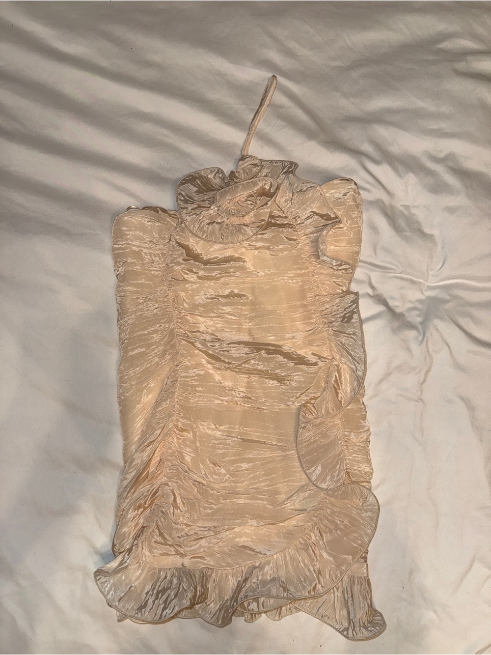 MOON RIVER Elegant Cream Ruffle  Mini Dress - Picture 4 of 5